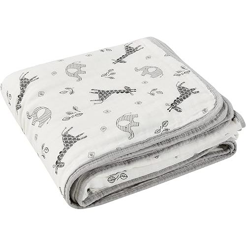 ZPECC Muslin Blanket - 100% Organic Cotton Toddler Quilted Blanket for Crib, Stroller, Daycare, Travel,47x47 inches,Giraffe
