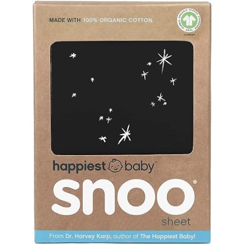 Happiest Baby SNOO Bassinet Fitted Sheet - 100% Organic Cotton Nursery Bedding - Fits SNOO Sleeper Crib Mattress (Black Galaxy)