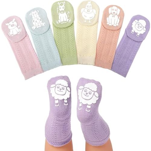 Anole Newborn & Infant Baby Socks - 6 Pairs - Knee High Girls Cable Knit Stockings