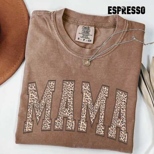 Comfort Colors® Leopard Mama Shirt, Mothers Day Gift, Mom Shirt, Retro Mama Shirt, Gift For Mom, Mama Shirt, Leopard Mama T-Shirt