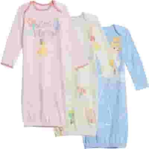 Disney Princess Newborn Baby Girls Long Sleeve Swaddle Sleeper Gowns, 3 Pack