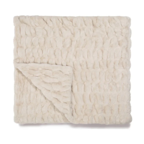 Faux Fur Blanket, Antique Ivory, Large - Lola Blankets