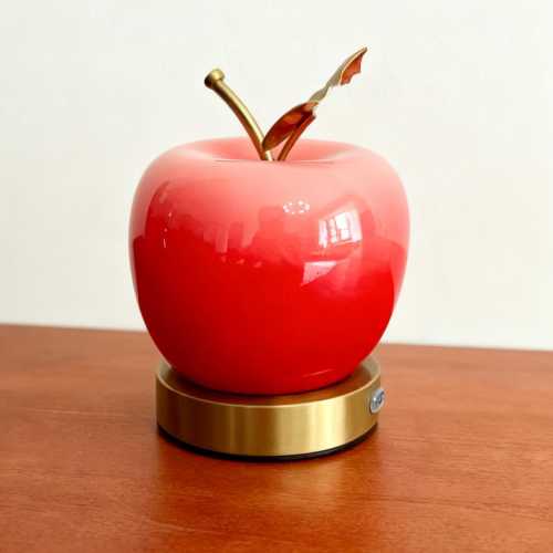 Apple Table Lamp Battery Powered Touch Night Light (Red)