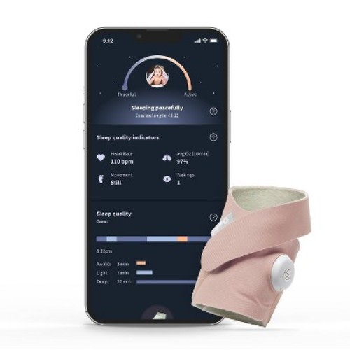 Owlet Dream Sock - Smart Baby Monitor with Heart Rate and Average Oxygen O2 as Sleep Quality Indicator, Color: Dusty Rose