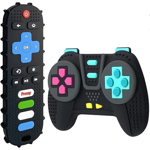 PRONY Silicone Remote Control and Game Controller Teething Toys for Baby 3 Months and Up,Sensory Teether Toys for Toddler Boy and Girl