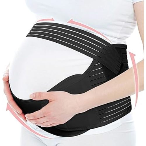 Maternity Belly Band, Pregnancy Support Belt, Breathable Belly Support Brace for Abdomen, Pelvis, Waist and Back Pain, Lightweight Abdominal Binder, Adjustable 3-in-1 Maternity Belt for Pregnancy