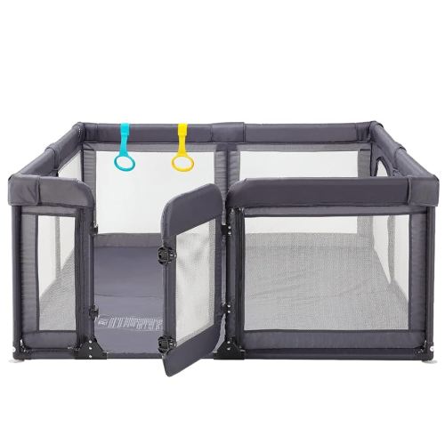 Baby Playpen,Extra Large Playpen for Babies and Toddlers, Sturdy Play Pen Play Yard with Safety Gate,79”x59”Baby Play Pen(Deep Grey)