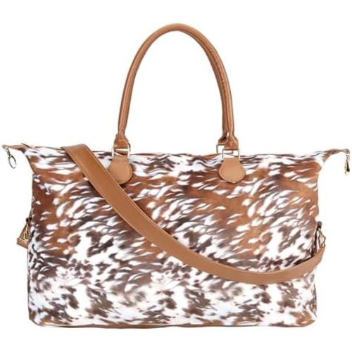 Weekender Bag Duffle Bag For Women Large Travel Tote Bag Overnight Weekend Bags With Shoulder Strap Cow Leopard Atzec…