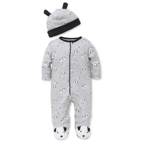 Baby Sleepers Grey Dalmatian Puppy Dog One-Piece Footie Pajamas and Hat for Boys - Newborn