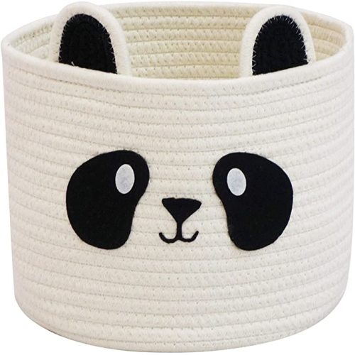 T&T Homewares Small Cute Panda Bear Basket for Kids Room Decor, Baby Shower, Baby Diaper Organizer, Baby Laundry Baskets, Woodland Nursery Decor, Kids Room Organizer, Dog Cat Toy Basket