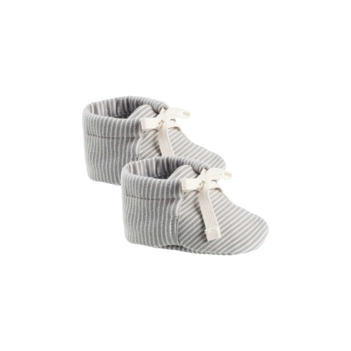 baby booties in blue micro stripe