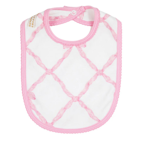Burp Me Bib - Belle Meade Bow with Pier Party Pink