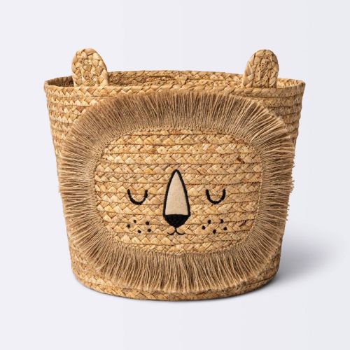 Braided Water Hyacinth Medium Round Storage Basket - Lion - Cloud Island™