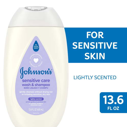 Johnson's Sensitive Care Baby Bath Body Wash and Shampoo, Lightly Scented, 13.6 oz - ( 2 pack )
