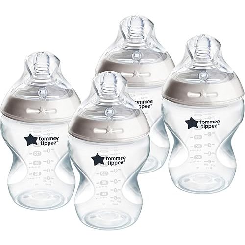 Tommee Tippee Natural Start Anti-Colic BPA Free Baby Bottles, 9oz, Slow-Flow Breast-Like Nipple for a Natural Latch, Designed for Seamless Transitions Between Bottle and Breast, Pack of 4