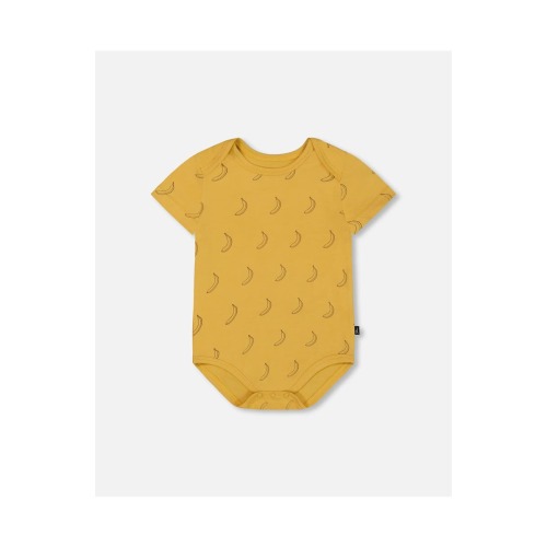 Baby Boy's Organic Cotton Bodysuit Printed Yellow Bananas, 3M