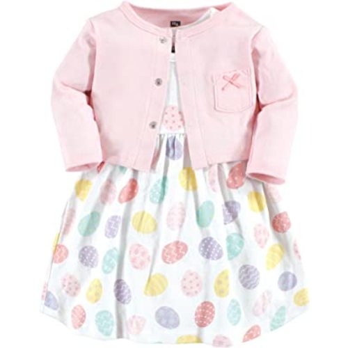 Hudson Baby Baby Girls' Cotton Dress and Cardigan Set
