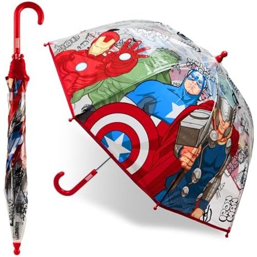 Marvel Spiderman Clear Dome Umbrella for Kids - Avengers Captain America Folding Transparent Umbrella Lightweight