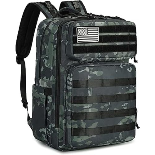 Dad Diaper Bag with Insulated Pockets, Stroller Clips and Luggage Sleeve for Travel, Large Tactical Diaper Bag for Men, Camo Black