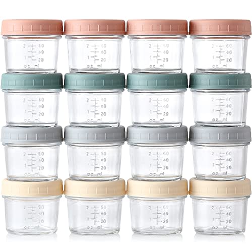 Youngever 18 Sets Baby Food Storage 4 Ounce Baby Food Containers with Lids 9 Urban Colors with Lids Labels