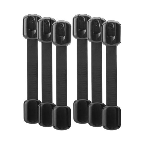 Bates- Child Safety Strap Locks, 6 Pack, Black Baby Cabinet Locks, Toilet Locks Baby Proof, Child Proof Drawer Locks, Cabinet Baby Locks for Cabinets, Child Proof Cabinet Locks, Drawer Child Locks