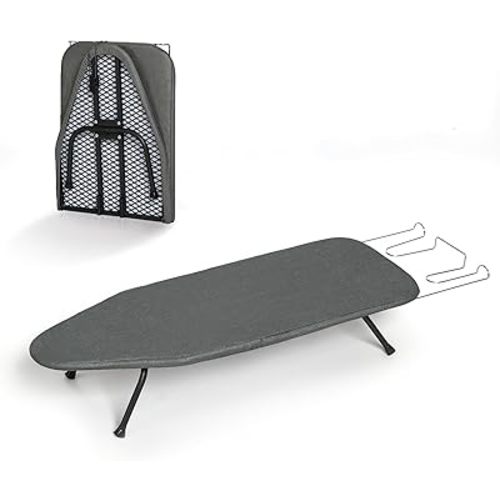 Small Ironing Board Tabletop, RAINHOL Compact Portable Iron Board Foldable with Cover and Pad, Countertop Mini Ironing Table for Travel and Space Saving, 31"x12", Black