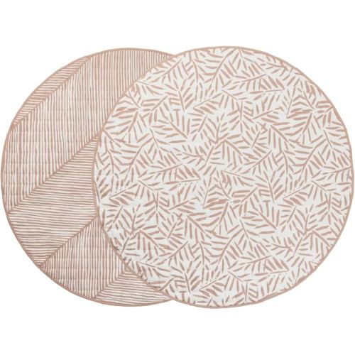 Toddlekind Organic Cotton Reversible Play Mat – 48" Handmade Blanket for Floor Activities, Tummy Time, Nursery Decor, and Family Comfort 0m+ Sea Shell (Pink)