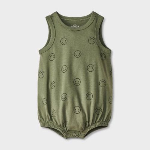 Baby Boys' Smiley Face Romper - Cat & Jack™ Green 3-6M
