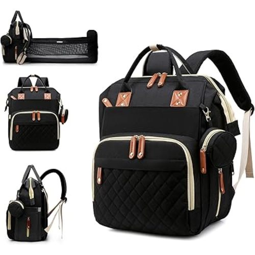 Baby Diaper Bag Backpack with Changing Station, Waterproof Bags for Boys & Girls, USB Charging Port, Black