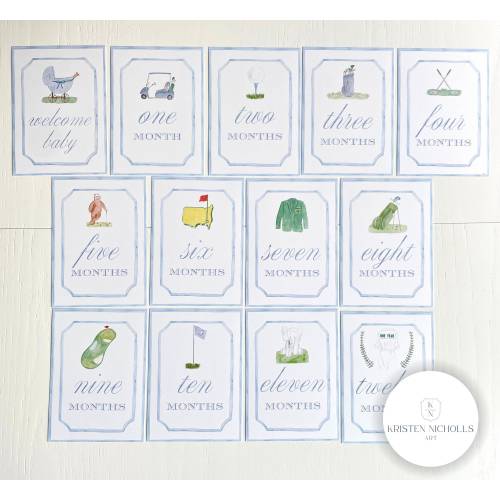 Golf Baby Boy Monthly Milestone Cards Watercolor | Golf Gift Baby Boy | Golf Nursery Decor | Baby Shower Gift | First Birthday Photo Banner