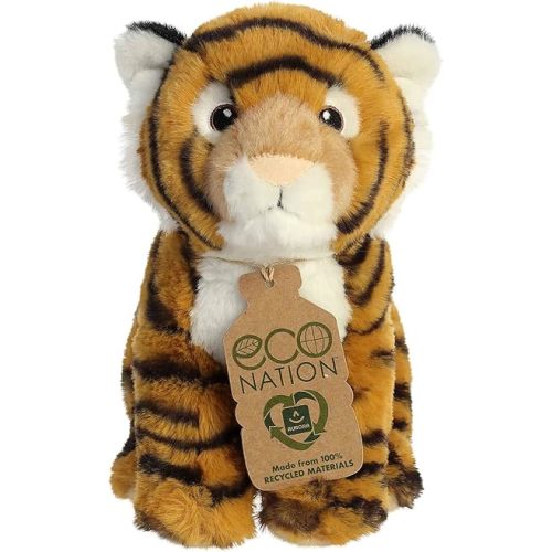 Aurora® Eco-Friendly Eco Nation™ Bengal Tiger Stuffed Animal - Environmental Consciousness - Recycled Materials - Orange 9 Inches