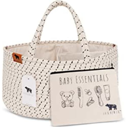 Lu & Ken 3 in 1 Large Diaper Caddy Organizer - Designer Rope Portable Baby Changing Table Organizer - Nursery Storage Basket - Hanging Storage Caddy - Includes Stylish Canvas Bag