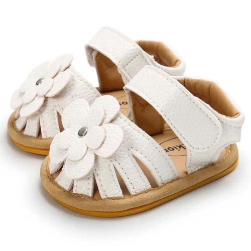 Meckior Baby Girls Sandals Infant Closed Toe Crib Shoes 0-24 Months