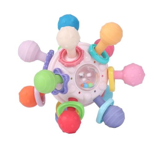 Sensory Teethers for Babies 0-18 Months: Pink, Multicolor, Silicone, ABS, Baby Teether Toys