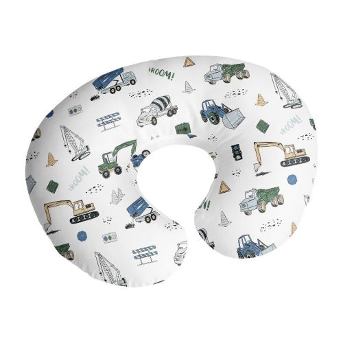 Sweet Jojo Designs Boy Support Nursing Pillow Cover (Pillow Not Included) Construction Truck Green Blue and White