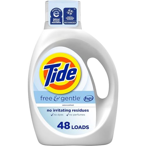 Tide Free & Gentle Liquid Laundry Detergent, 63 fl oz, 48 Loads, HE Compatible