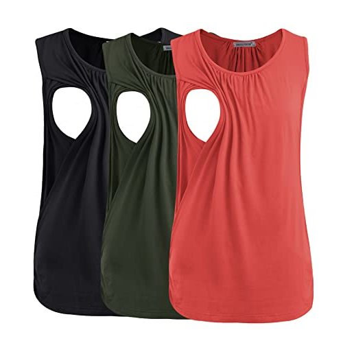Smallshow Women's Maternity Nursing Tank Tops Breastfeeding Clothes 3-Pack
