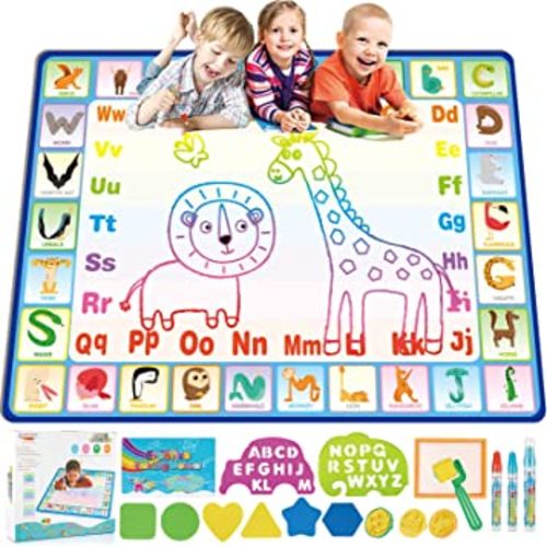 Water Doodle Mat for Kids Aqua Magic Doodle Mats Water Drawing Pad Coloring Painting Educational Toys for Toddlers Boys Girls Gifts Age 3 4 5 6 7 Year Old