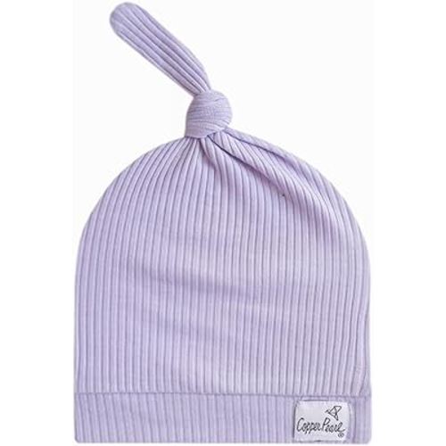 Copper Pearl Baby Beanie Hat Top Knot Stretchy Soft Periwinkle