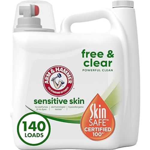 Arm & Hammer Sensitive Skin Free & Clear, 140 Loads Liquid Laundry Detergent, 140 Fl oz