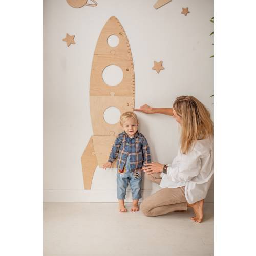 Kids Wooden Growth Height Chart Ruler, Space Theme Nursery Decor, Rocket Wooden Sign, Custom Christmas Gift