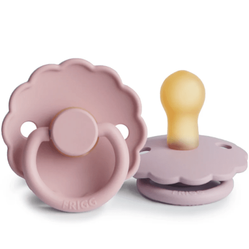 FRIGG Daisy Natural Rubber Pacifier 2-Pack (Baby Pink/Soft Lilac)