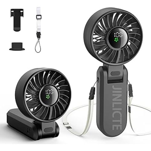【5200mAh】Portable Handheld Turbo Fans for Travel, High-Speed Motor, Rechargeable Hand Held Fan, 5 Speed,180°Foldable, Small Personal Fan,4-IN-1 Hand/Desk/Waist/Neck Fans,Summer Beach Travel Essentials