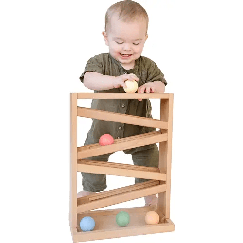 Montessori Ball Tracker Wooden Ball Drop - Wood Toys for 3 Year Old - Educational Toy for Baby and Toddler - Ball Ramp Maze Run Track - Baby Ball Drop Toy - First Birthday Gift 18 Months