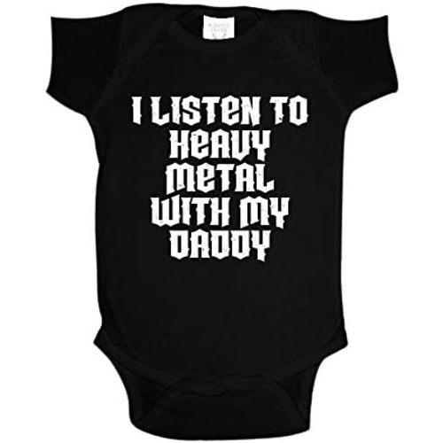 I Listen to Heavy Metal with My Daddy Baby One Piece or Toddler T-Shirt