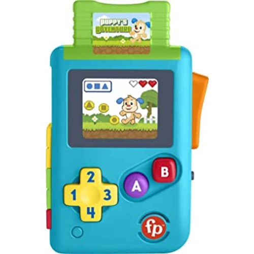 Fisher-Price Laugh & Learn Baby & Toddler Toy Lil’ Gamer Pretend Video Game with Lights & Learning Songs for Ages 6+ Months,Blue