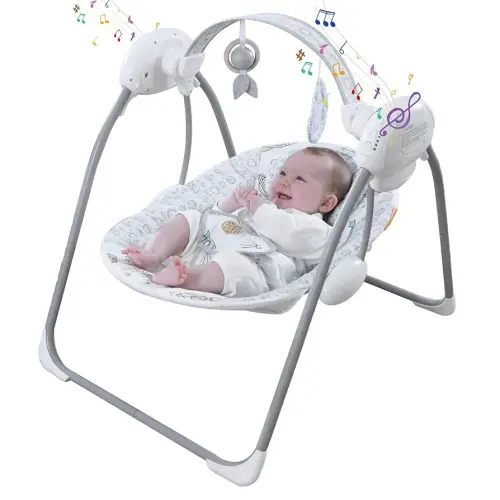 Portable Baby Swing for Infants, Compact & Foldable Infant Swing with 5-Speed Swing,Music, Timer, Cushioned Seat, Battery Operated, 0-9 Months 6-20 lbs,SG2403