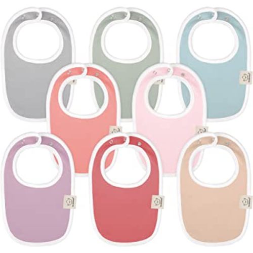 8-Pack Organic Baby Bibs for Girls & Boys - Teething Baby Bibs for Boy, Girl - Newborn Bibs for Baby Girl, Boy (Muted Pastel)