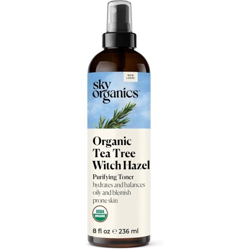 Sky Organics Organic Tea Tree & Witch Hazel for Face, Purifying Facial Toner to Hydrate, Soothe, Cleanse and Balance Blemish-Prone Skin, Helps Minimize The Appearance of Pores, 8 fl oz webook