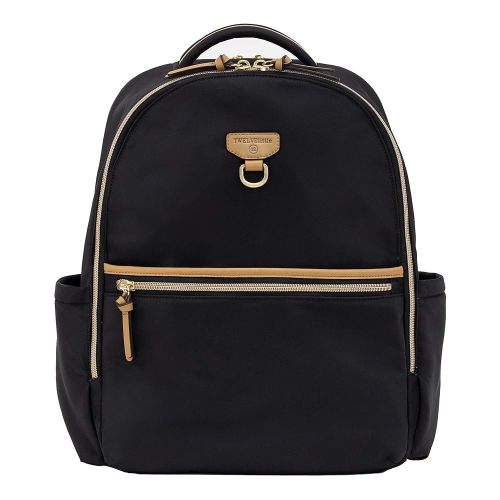 TWELVElittle On The Go Diaperbag Backpack in Black Tan - Includes Changing Pad and Stroller Clips. Diaper Bag Backpack for Moms or Dads